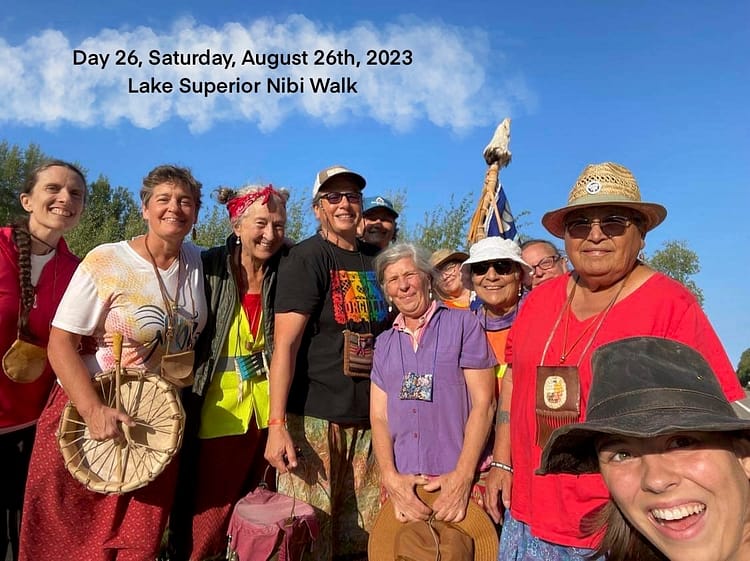 Image of water walkers at end of day 26 of Lake Superior Water Walk.